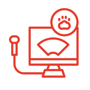 red icon of an ultrasound device